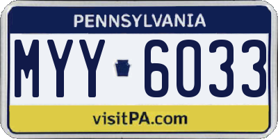 PA license plate MYY6033