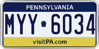PA license plate MYY6034