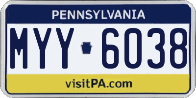 PA license plate MYY6038