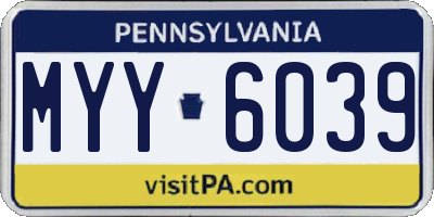 PA license plate MYY6039