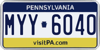 PA license plate MYY6040