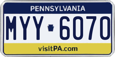 PA license plate MYY6070