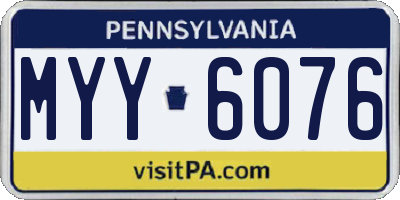 PA license plate MYY6076
