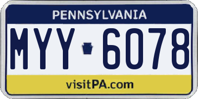 PA license plate MYY6078