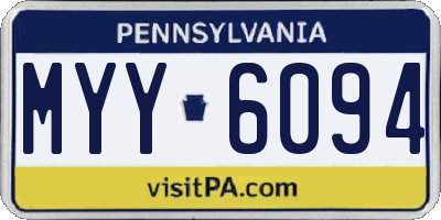 PA license plate MYY6094