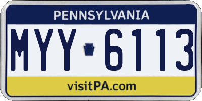 PA license plate MYY6113
