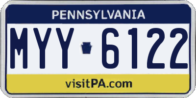 PA license plate MYY6122