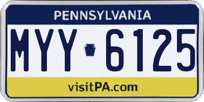 PA license plate MYY6125