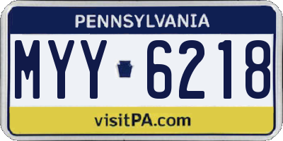 PA license plate MYY6218
