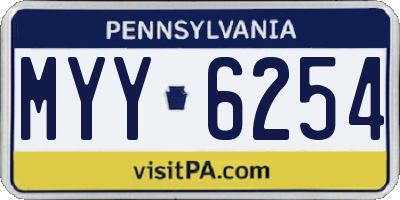 PA license plate MYY6254