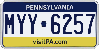 PA license plate MYY6257