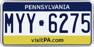 PA license plate MYY6275