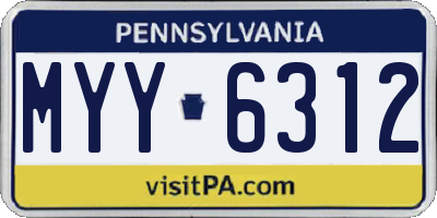PA license plate MYY6312