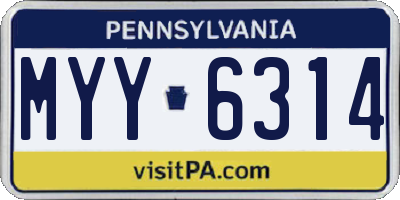 PA license plate MYY6314