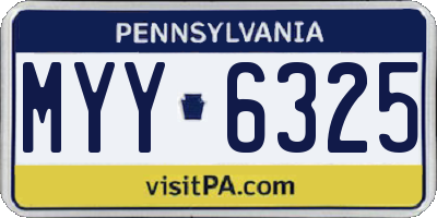 PA license plate MYY6325