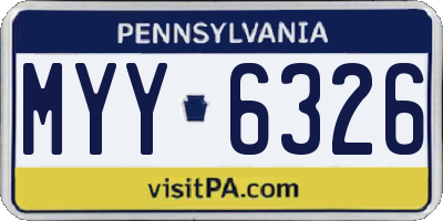 PA license plate MYY6326
