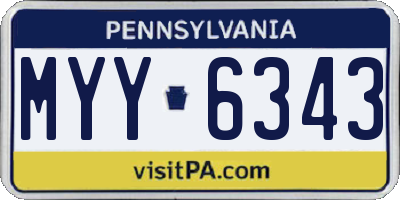 PA license plate MYY6343