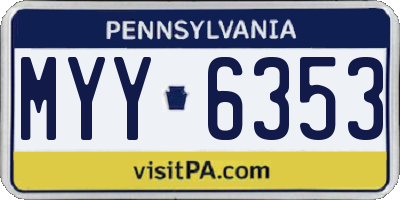 PA license plate MYY6353