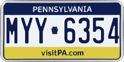 PA license plate MYY6354