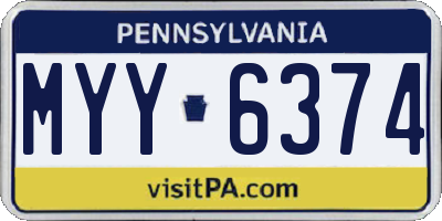 PA license plate MYY6374