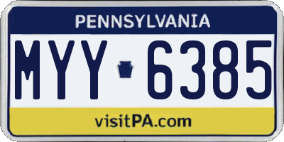 PA license plate MYY6385
