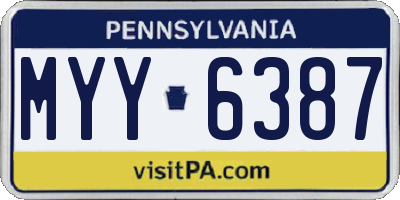PA license plate MYY6387