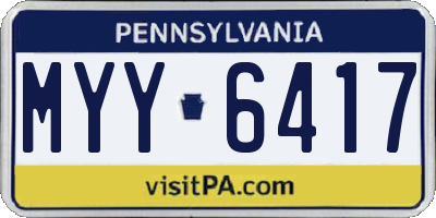 PA license plate MYY6417