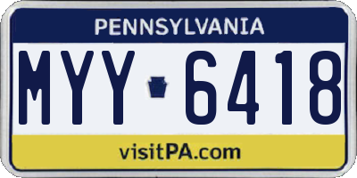 PA license plate MYY6418