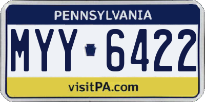 PA license plate MYY6422