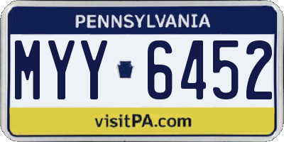 PA license plate MYY6452