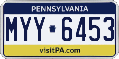 PA license plate MYY6453