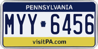 PA license plate MYY6456