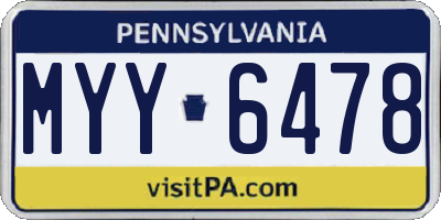 PA license plate MYY6478