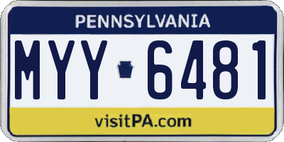 PA license plate MYY6481
