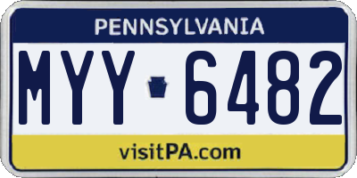 PA license plate MYY6482