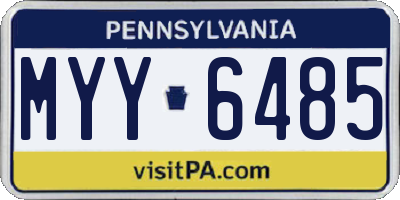 PA license plate MYY6485