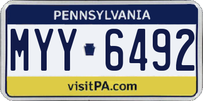 PA license plate MYY6492