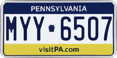 PA license plate MYY6507
