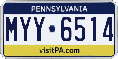 PA license plate MYY6514