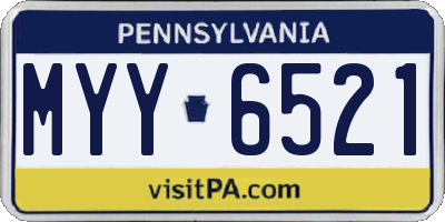 PA license plate MYY6521