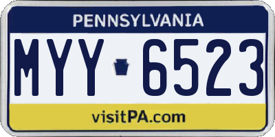 PA license plate MYY6523