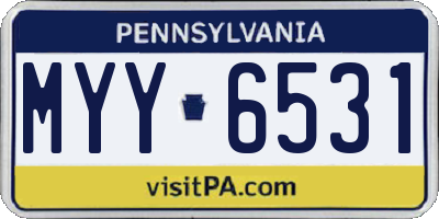 PA license plate MYY6531