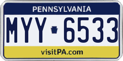 PA license plate MYY6533