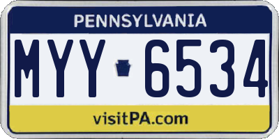 PA license plate MYY6534