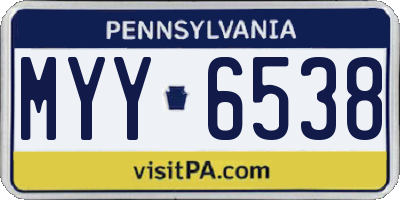 PA license plate MYY6538