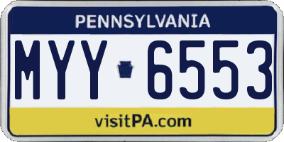 PA license plate MYY6553