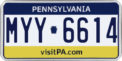 PA license plate MYY6614