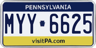 PA license plate MYY6625