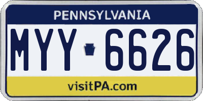PA license plate MYY6626