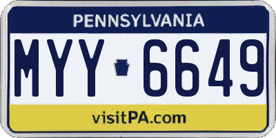 PA license plate MYY6649